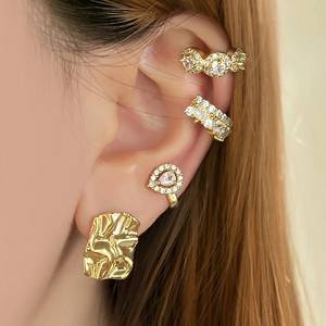 Pendientes de Aguja con Placa de Oro de 18K y Rodio, Pendientes Geométricos Irregulares para Mujer, para Fiesta - Product Image 5