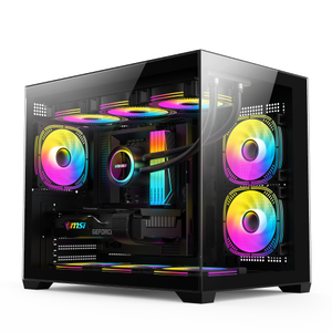 Boîtier de jeu MATX double vitrage 0,7 mm, compatible avec un refroidisseur à eau de 360 mm, châssis à haut débit d'air, support BTF - Product Image 1