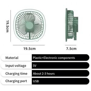 Custom Logo <b>Mini</b> LED Fan Portable <b>Table</b> Stand Office Indoor USB Rechargeable Fan with Light - Product Image 4