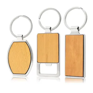 Wholesale Sublimation Heart Key Rings Blank Logo Round Heart Shape Key Chain Blank Keyring Custom Wood Keychain