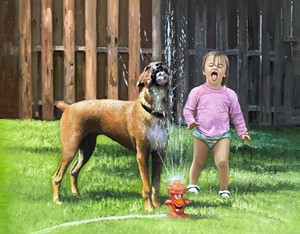 Cuadro Realista Pintado a Mano Personalizado, Decoración de Pared para Dormitorio, Retrato de Personas con <span class=keywords><strong>Mascotas</strong></span>, Pinturas al Óleo a Partir de Foto - Product Image 3
