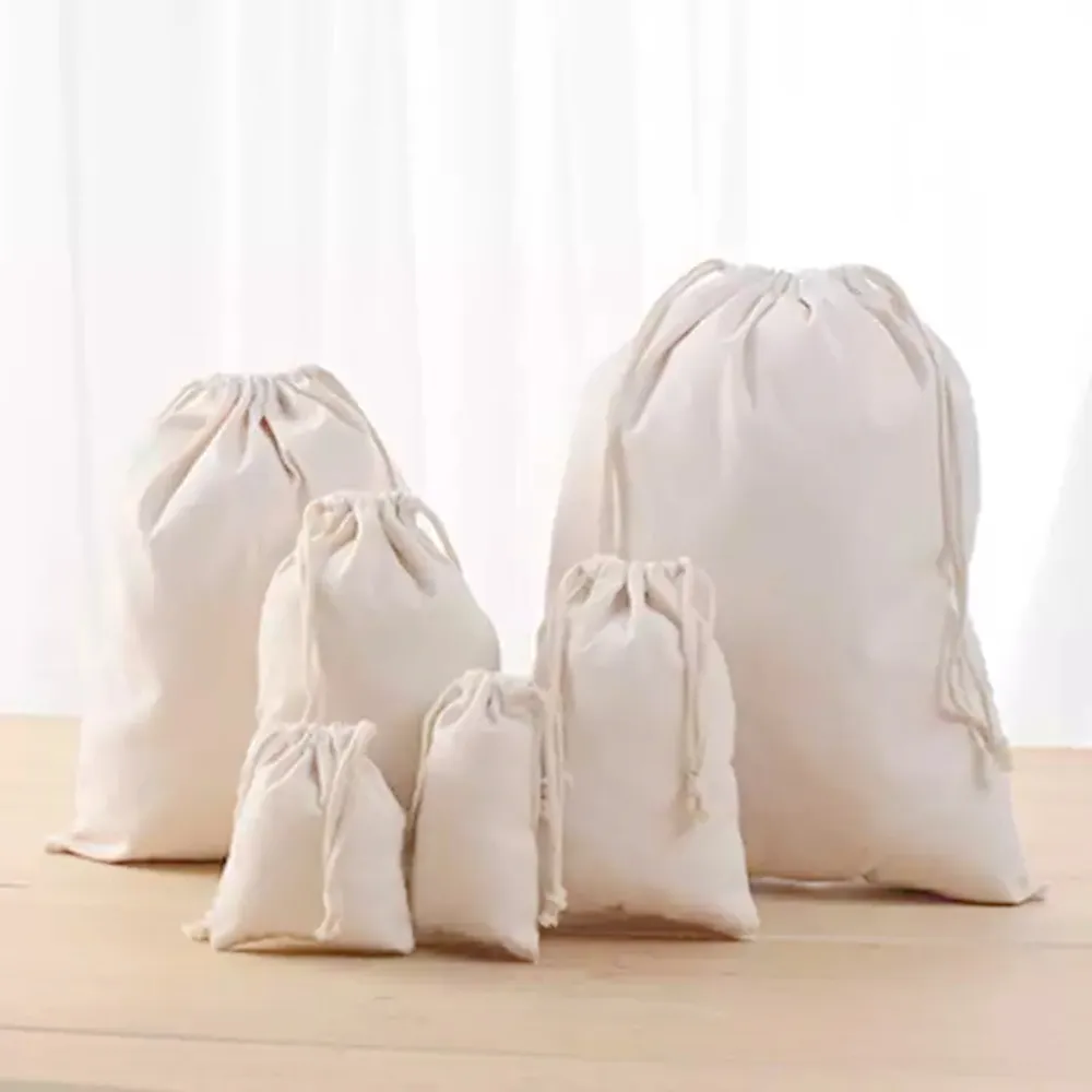 FeiFei eco-friendly string gift bag small cotton drawstring bag