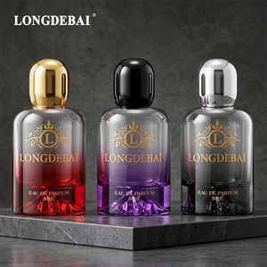 Botella de Perfume de Vidrio Transparente Vacía con Tapa Dorada Pesada y Base Volcánica Roja, Cilindro Transparente con Cierre a Presión, 30ml 50ml 100ml - Product Image 2
