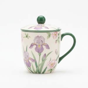 Vintage Light Luxury Iris Camellia Taza de cerámica de gran capacidad con caja de regalo para regalo de negocios - Product Image 1