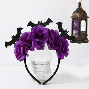 Diademas de Murciélago para Mujeres y Niñas, Accesorios para el Cabello con Flores para Fiestas de Carnaval y Halloween - Product Image 6