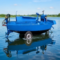 Bateau de récolte et de broyage automatique d'herbes aquatiques à haute efficacité
