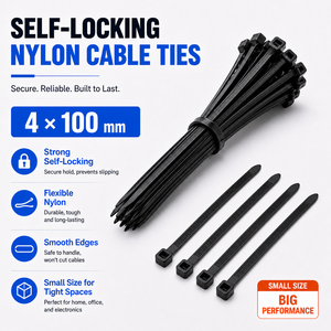 Abrazaderas de Cable Autoblocantes PA66 de 4 Pulgadas, <span class=keywords><strong>Correas</strong></span> de Nailon Resistentes a la Intemperie de 4*100 mm, Resistencia a la Tracción de 40 LB, Abrazaderas Industriales de Alto Impacto - Product Image 1