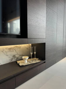Modern Luxury Fireplace <strong>TV</strong> Cabinet <strong>Wall</strong> with Built-In Display Shelves <strong>for</strong> Living Room Entertainment, Storage &amp; Ambient Heating - Product Image 4