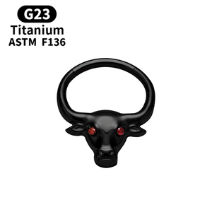 ASTM F136 titanio 16G anillos para la nariz <span class=keywords><strong>Toro</strong></span> Animal estilo CZ tabique Clicker pendientes cartílago hélice Daith lóbulo oreja Piercing joyería - Product Image 1