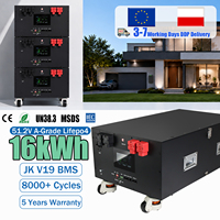 Batería apilable y ensamblable de 48V 16kWh JK V19 BMS con ruedas opcionales y función de calefacción para respaldo de energía en el hogar (Stock UE)