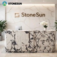 Pierre de marbre Calacatta Viola de luxe StoneSun pour comptoir de réception, mobilier moderne pour hall d'accueil de bureau