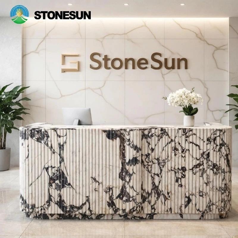 StoneSun Luxury Calacatta Viola Marble Stone for Reception Desk Modern ...