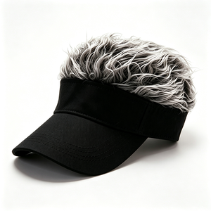 Gorra con Visera de Pelo Sintético Novedosa, Visera de Pelo Falso, Sombrero con Visera Ajustable de Ala Negra para Fiesta, Disfraz, Halloween, Cosplay, Deportes, Viajes - Product Image 2