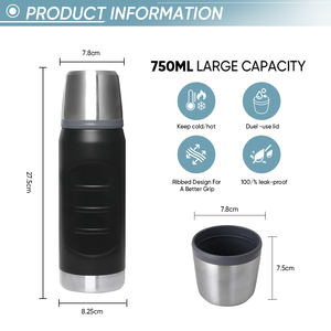 Botella de Agua Aislada al Vacío a Prueba de Fugas de 750 ml, Botella de Acero Inoxidable 304 de Doble Pared con Tapa Abatible y Libre de BPA - Product Image 2