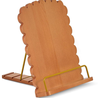 Support de livre de cuisine multifonctionnel en bois durable, réglable en hauteur, avec bord ondulé, pour comptoir de cuisine, compatible avec les tablettes