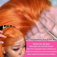 Perruques Lace Front en cheveux humains lisses couleur orange gingembre 350, Perruque frontale HD en cheveux humains indiens bruts colorés, Perruques Ombré, Fournisseur