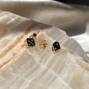 Gemnel 14K Mạ CZ Tiny Dice <span class=keywords><strong>Stud</strong></span> Diamond 925 Trang Sức Bạc Hoa Tai Nữ - Product Image 5