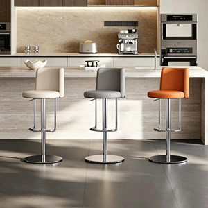 Tabouret <span class=keywords><strong>de</strong></span> <span class=keywords><strong>bar</strong></span> pivotant en acier inoxydable <span class=keywords><strong>de</strong></span> luxe léger, réglable en hauteur, avec dossier, pour l'extérieur, l'hôtel et la salle à manger à domicile - Product Image 1