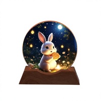 Veilleuse compacte à motif de lapin de dessin animé de la Fête de la Mi-Automne, avec impression couleur cristalline, à brancher, pour chambre et bureau, ambiance festive