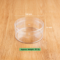 Boîte de rangement transparente en plastique PS de qualité alimentaire avec couvercle, pour bonbons, viande, biscuits, salades, épaisseur 1 mm, 100*53 mm, profil bas, capacité 250 ml