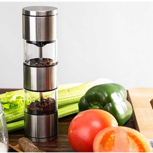 Moulin à poivre portable en acier inoxydable et acrylique, moulin à sel et à poivre cylindrique, ensemble d'ustensiles de cuisine de voyage Mg727c - Product Image 2