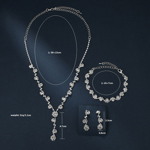 G2612 Wholesale Ensemble <span class=keywords><strong>De</strong></span> Bijoux Rhinestone Necklace Earring Bracelet Bridal Jewelry Set Women Wedding Fashion Jewelry Sets - Product Image 5