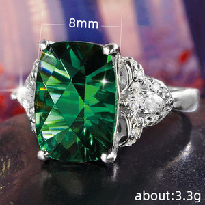 Anello con cristallo verde per donna, elegante anello da cocktail party, accessori per abiti - Product Image 3