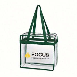 Sacs transparents personnalisés avec logo imprimé, approuvés pour les stades, sac fourre-tout transparent avec fermeture éclair, imperméable, réutilisable, en PVC, bandoulière - Product Image 4