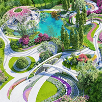 Solution personnalisée de conception paysagère extérieure, services de planification et de conception paysagère pour villas, parcs et communautés