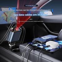 Cargador de Coche Starry Sky C9 de Alta Gama con Adaptador de Carga Rápida de 120 W, Cable Retráctil, Multifunción 1 en 4, Pantalla Digital