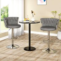Ensemble de 2 tabourets de bar modernes AWQM beiges, chaises pivotantes hauteur comptoir avec dossier et repose-pieds rembourrés réglables pour salon