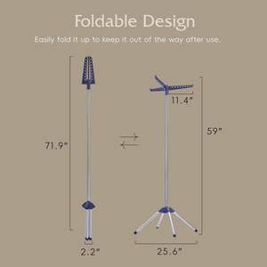 Séchoir à linge rotatif et pliable en acier inoxydable <span class=keywords><strong>avec</strong></span> bras pivotants, support autoportant - Product Image 4