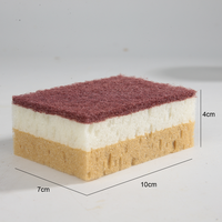 Éponge à récurer triple couche colorée en mousse haute densité à base d'algues, pour le nettoyage intensif de la cuisine et l'usage domestique