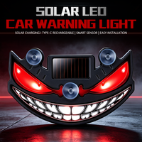 LELANPU Luz LED de Advertencia para Coche Tipo C con Energía Solar, Ojos de Demonio, Lámpara Ambiental para Ventana Trasera, Luz Dinámica de Atmósfera con Ventosa