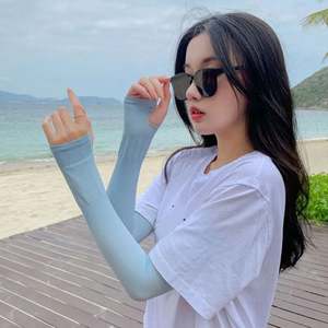 Protector solar mangas de brazo manga de seda de hielo protección UV deportes al aire libre correr senderismo mangas de brazo transpirable antideslizante verano - Product Image 2