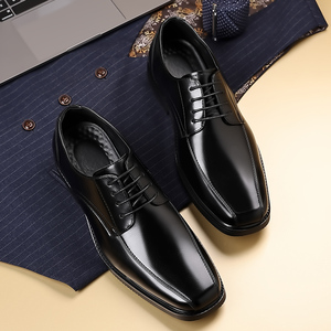 Zapatos Casuales de Moda con Parte Superior de PU, Punta Cuadrada, Estilo Británico, Formales, de Negocios, con Cordones, para Hombre, Talla Grande - Product Image 2