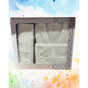 Ensemble de serviettes de bain et peignoir en coton turc 100% 3 pièces Séchage rapide Refroidissant Jetable Taille unique Fait à la main Offre exclusive - Product Image 3