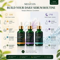 MEIZCOS Vitamin C Retinol Hyaluronic Acid Serum Trio 30ml Botol Hijau Serum Wajah Pencerah Pengencang Melembapkan Set Perawatan Harian