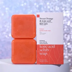 Factory Custom Orange Feuchtigkeit spendende Koji säure Dark Spot Remover Handgemachte Seife Reinigungs poren Koji säure Bio-Seife