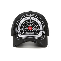 Casquette de baseball non structurée en coton 100% lavé, style vintage vieilli, motif Bullseye, pour le streetwear et le hip-hop, sportive et décontractée