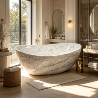 Baignoire en marbre de Dolomite de Carrare personnalisée, moderne, polie, écologique, durable, pour salle de bain, chambre, intérieur, maison, villa, vente en gros