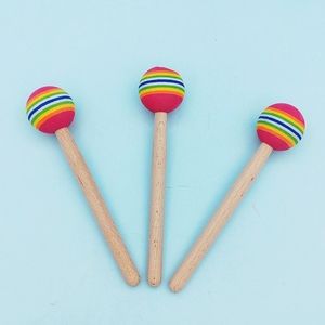 Wholesale <b>Rainbow</b> Striped Fabric Wrapped Soft Head Mallets With Beech <b>Wood</b> Handle For Orff Percussion Instrument - Product Image 2