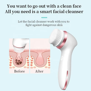 Brosse nettoyante électrique pour le visage en silicone à vibration ultrasonique, nettoyant pour le visage, nettoyage en profondeur des pores, élimination des points noirs, masseur pour le visage - Product Image 3