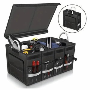 Portable <b>Collapsible</b> 3-Compartment Car Trunk <b>Storage</b> Organizer Detachable Dividers Oxford Fabric Fold Flat Design for Auto Trunk - Product Image 3
