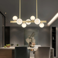 JYLIGHTING Lámpara de Araña Moderna Nórdica para Sala de Estar, Hotel, Restaurante, LED, Cobre, Bola de Cristal Mágica
