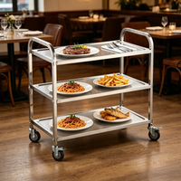 Chariot de service de cuisine professionnelle en acier inoxydable avec roulettes pivotantes verrouillables