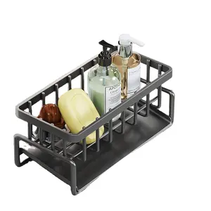 Sink Box Sponge Holder Kitchen with Removable Rag Holder Rustproof Steel Bathroom Organizer Detergent Dispenser Brush Holder