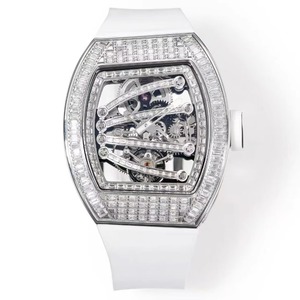 Reloj de pulsera de negocios para hombre, mecánico automático, esqueleto, de moda, tourbillon personalizado con diamantes completos de alta calidad. - Product Image 2