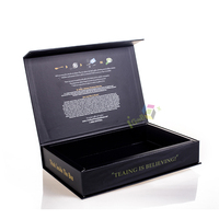Caja de perfume de regalo magnética de papel negro de lujo, caja de embalaje de maquillaje para cuidado de la piel, caja de embalaje cosmético