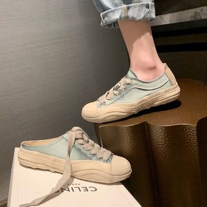 Women's Satin Shoes 2026 Open Toe Casual Flats Low Heel Breathable Versatile Commuter Chunky Round Toe <b>Slippers</b> - Product Image 1